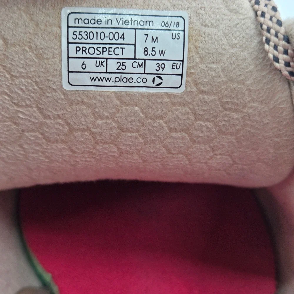 PLAE Prospect Abstract Camo Pink Grey Suede Comfort Sneakers Women's Size 8.5